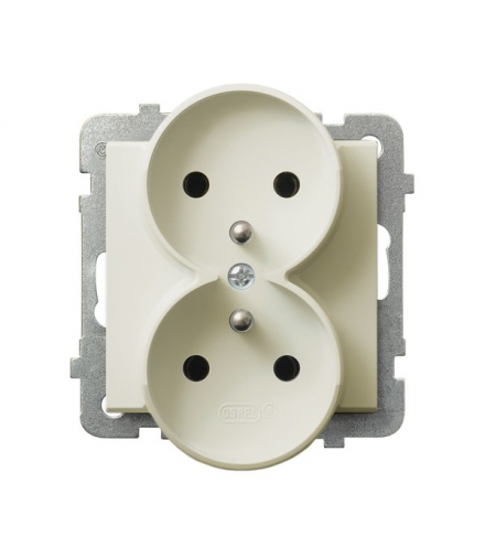 SONATA GP-2RRAZ/m/27 Gniazdo podwójne z uziemieniem moduł bez ramki (do ramek 4mm) Ecru Ospel