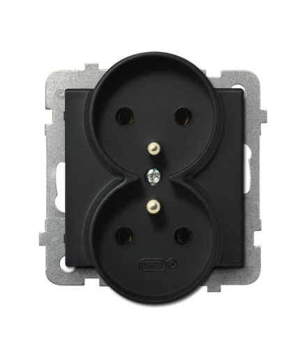 SONATA GP-2RRAZ/m/33 Gniazdo podwójne z uziemieniem moduł bez ramki (do ramek 4mm) Czarny Metalik Ospel