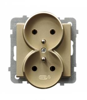 SONATA GP-2RRAZ/m/39 Gniazdo podwójne z uziemieniem moduł bez ramki (do ramek 4mm) Szampański Złoty Ospel