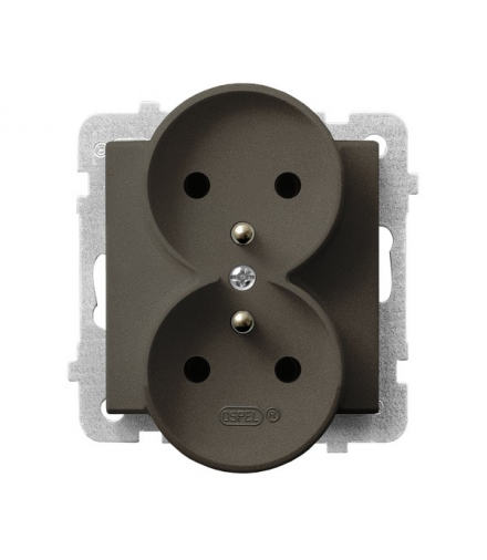 SONATA GP-2RRAZ/m/40 Gniazdo podwójne z uziemieniem moduł bez ramki (do ramek 4mm) Czekoladowy Metalik Ospel