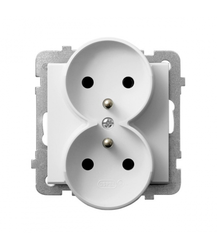 SONATA GP-2RRAZ/m/75 Gniazdo podwójne z uziemieniem moduł bez ramki (do ramek 4mm) Biały Mat Ospel