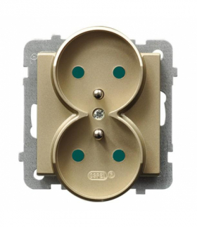 SONATA GP-2RRAZP/m/39 Gniazdo podwójne z uziemieniem z przesłonami torów prądowych, moduł bez ramki (do ramek 4mm) Szampański Złoty Ospel