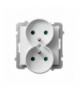 SONATA GP-2RRAZP/m/75 Gniazdo podwójne z uziemieniem z przesłonami torów prądowych, moduł bez ramki (do ramek 4mm) Biały Mat Ospel