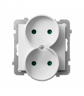 SONATA GP-2RRP/m/75 Gniazdo podwójne z przesłonami torów prądowych, moduł bez ramki Biały Mat Ospel