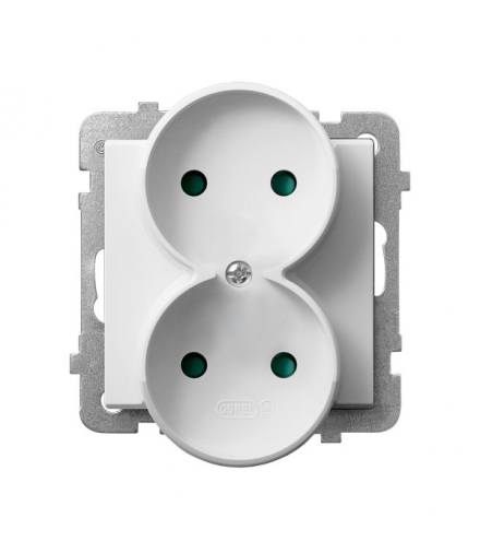 SONATA GP-2RRP/m/75 Gniazdo podwójne z przesłonami torów prądowych, moduł bez ramki Biały Mat Ospel