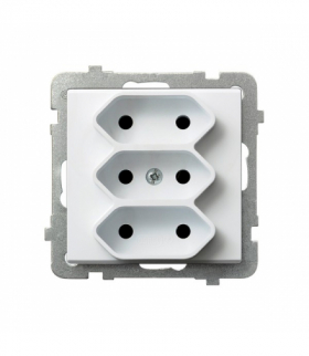 SONATA GP-3R/m/75 Gniazdo potrójne EURO Biały Mat Ospel