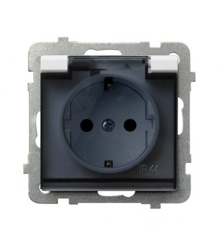 SONATA GPH-1RS/m/75/d Gniazdo bryzgoszczelne z uziemieniem schuko IP-44 wieczko przezroczyste Biały Mat Ospel