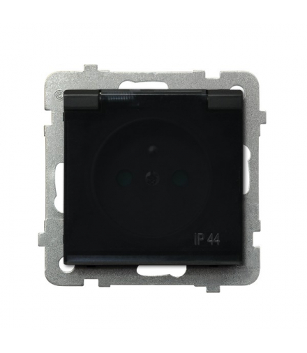 SONATA GPH-1RZP/m/33/d Gniazdo bryzgoszczelne z uziemieniem IP-44 z przesłonami torów prądowych wieczko przezroczyste Czarny Metalik Ospel