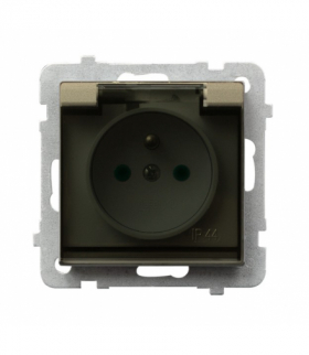 SONATA GPH-1RZP/m/39/d Gniazdo bryzgoszczelne z uziemieniem IP-44 z przesłonami torów prądowych wieczko przezroczyste Szampański Złoty Ospel