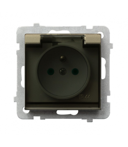 SONATA GPH-1RZP/m/39/d Gniazdo bryzgoszczelne z uziemieniem IP-44 z przesłonami torów prądowych wieczko przezroczyste Szampański Złoty Ospel