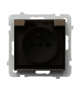 SONATA GPH-1RZP/m/40/d Gniazdo bryzgoszczelne z uziemieniem IP-44 z przesłonami torów prądowych wieczko przezroczyste Czekoladowy Metalik Ospel