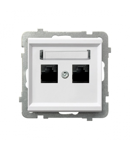 SONATA GPK-2R/K/m/75 Gniazdo komputerowe podwójne, kat. 5e MMC Biały Mat Ospel