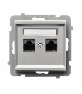 SONATA GPK-2R/K6/m/38 Gniazdo komputerowe podwójne, kat. 6 MMC Srebro Mat Ospel