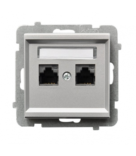 SONATA GPK-2R/K6/m/38 Gniazdo komputerowe podwójne, kat. 6 MMC Srebro Mat Ospel