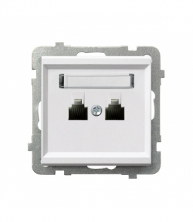 SONATA GPT-2RR/m/75 Gniazdo telefoniczne podwójne równoległe Biały Mat Ospel