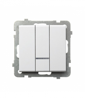 SONATA ŁP-13RS/m/75 Łącznik potrójny z podświetleniem niebieskim Biały Mat Ospel