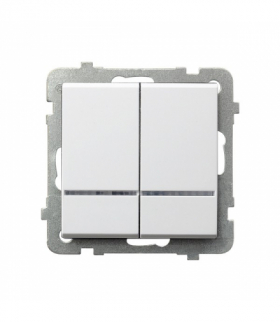 SONATA ŁP-2RS/m/75 Łącznik dwugrupowy świecznikowy z podświetleniem niebieskim Biały Mat Ospel