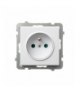 SONATA GP-1RZP/m/75 Gniazdo pojedyncze z uziemieniem z przesłonami torów prądowych Biały Mat Ospel