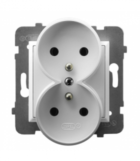 ARIA GP-2URAZ/m/00 Gniazdo podwójne z uziemieniem moduł bez ramki Biały Ospel