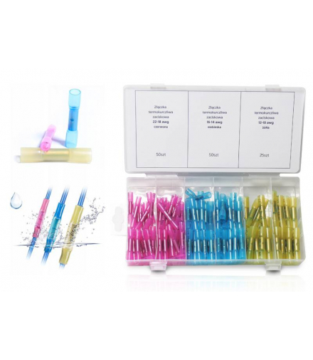 ZŁĄCZKA TERMOKURCZLIWA ZACISKOWA 0,5-1mm, 1,5-2,5mm, 4-6mm WODOODPORNE IP67 125szt. BOX LXZE06