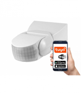 Czujnik ruchu PIR 180* 1200W, IP65 nadtynkowy WIFI TUYA biały LXS201/W