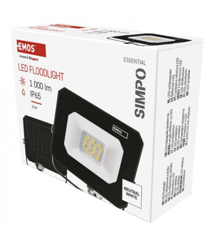 Naświetlacz LED SIMPO 10 W, czarny, neutralna biel EMOS ZS2213