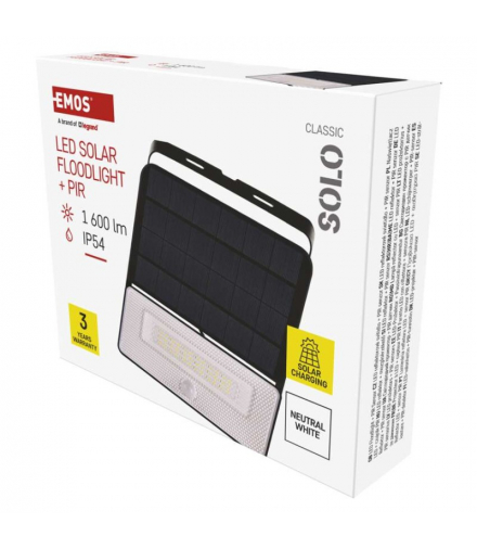 Naświetlacz LED Garden SOLO solarny z PIR, 1600 lm, neutralna biel EMOS ZG122S