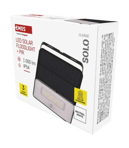 Naświetlacz LED Garden SOLO solarny z PIR, 1000 lm, neutralna biel EMOS ZG121S