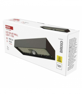Oprawa LED Garden BRIXO solarna z PIR, 900 lm, NW, czarna EMOS ZG166S