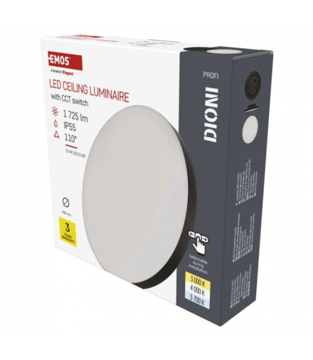 Oprawa LED natynkowa DIONI okrągła, czarna, 15W, CCT EMOS ZM7153