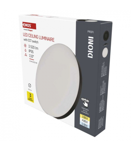 Oprawa LED natynkowa DIONI okrągła, czarna, 32W, CCT EMOS ZM7155