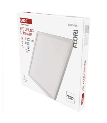 Oprawa LED FLORI kwadratowy, biała, 18W, neutralna biel EMOS ZM1402