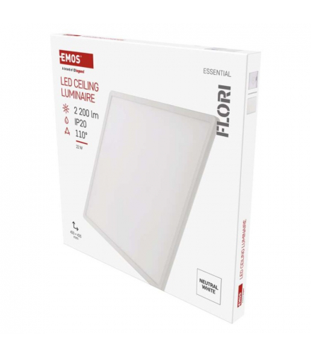 Oprawa LED FLORI kwadratowy, biała, 22W, neutralna biel EMOS ZM1403