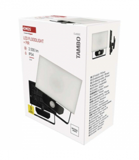 Naświetlacz LED TAMBO z czujnikiem PIR, 20 W, 2000 lm, czarny EMOS ZS2922