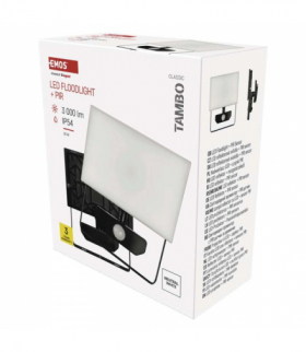 Naświetlacz LED TAMBO z czujnikiem PIR, 30 W, 3000 lm, czarny EMOS ZS2932