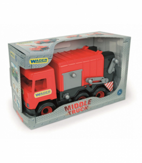 Śmieciarka czerwona middle truck w kartonie Wader 32113
