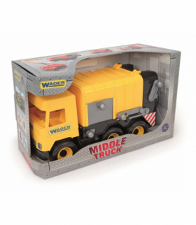 Śmieciarka żółta 42 cm middle truck w kartonie Wader 32123