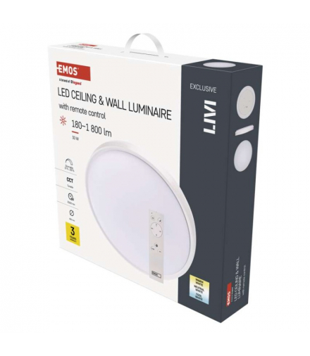Oprawa LED LIVI 40 cm, 30 W, ciepła-zimna biel, ściemnialna, z pilotem EMOS ZM5162