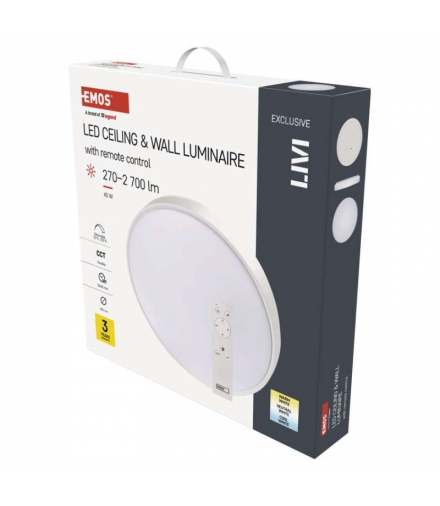 Oprawa LED LIVI 50 cm, 45 W, ciepła-zimna biel, ściemnialna, z pilotem EMOS ZM5163