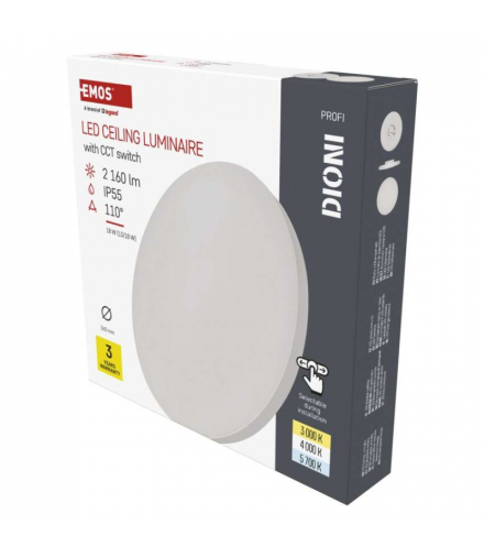 Oprawa LED natynkowa DIONI okrągła, biała, 18W, CCT EMOS ZM7151