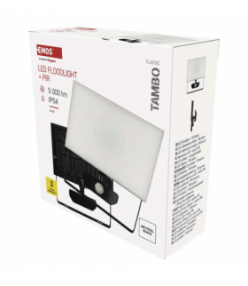Naświetlacz LED TAMBO z czujnikiem PIR, 50 W, 5000 lm, czarny EMOS ZS2942