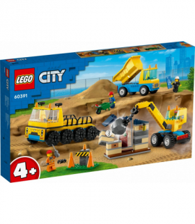 Klocki City Ciężarówki i dźwig z kulą wyburzeniową LEGO 60391