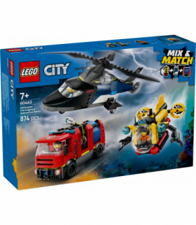 Klocki City Zestaw z helikopterem, wozem strażackim i łodzią LEGO 60462