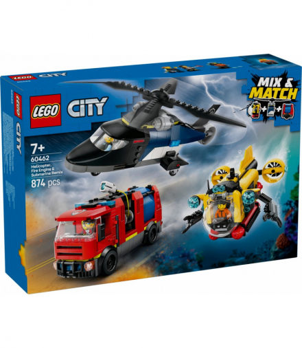 Klocki City Zestaw z helikopterem, wozem strażackim i łodzią LEGO 60462