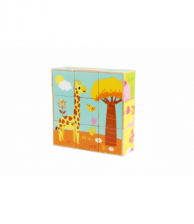 Klocki drewniane zwierzątka dzikie kolorowe iWood 11012