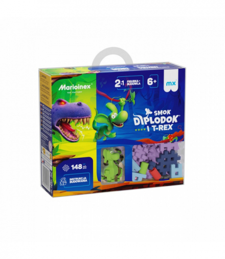 Klocki mini waffle - diplodok i t-rex 148 elementów, 6+, Marioinex 906217