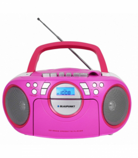 Boombox różowy, przenośny radioodtwarzacz kasetowy z FM/CD/MP3/USB/AUX/TAPE Blaupunkt BB16PK