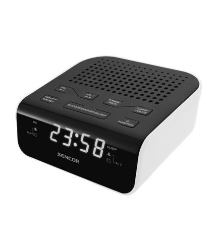Radiobudzik, wyświetlacz LED, prog. 20 stacji FM Sencor SRC 136 WH