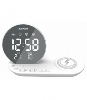Radiobudzik FM pll z ładowaniem bezprzewodowym, usb/temperatura wewnętrzna/zewnętrzna/charge biały Blaupunkt CH85WH