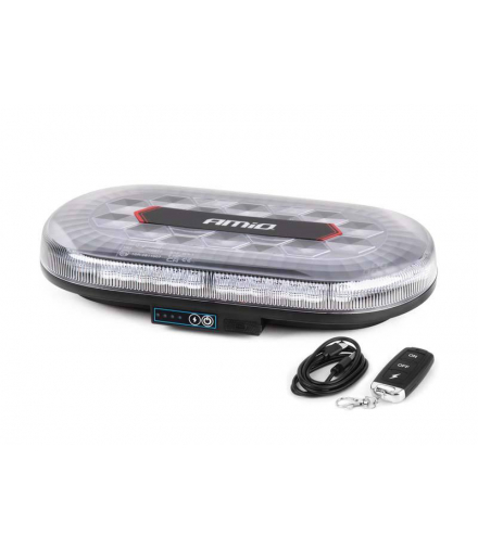 Belka ostrzegawcza bezprzewodowa LED z pilotem AMIO R65/10 26W 12/24V IP56 LX04369
